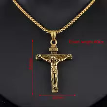 Religious Jesus Cross Stainless Steel Necklace For Men Fashion Gold Silver Color Cross Pendent With Chain Necklace Jewelry Gift